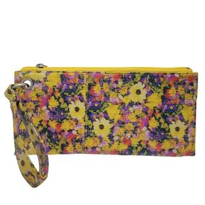 Hobo Vida Yellow Floral Leather Wristlet Wallet